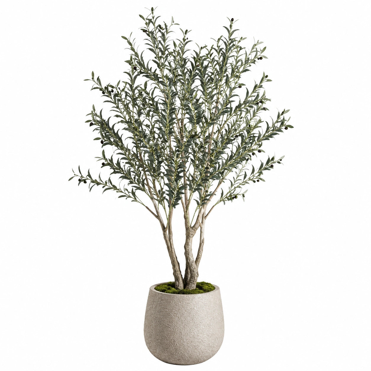 Arbre artificiel olivier 180 cm feuillage vert en pot style naturel
