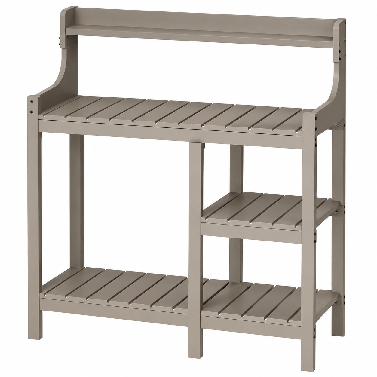 Table de jardinage 110 x 50 x 100 cm en bois taupe avec étagères de rangement