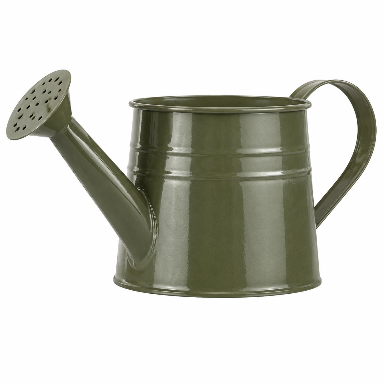 Arrosoir 10 L en acier vert olive à pommeau pour jardinage extérieur