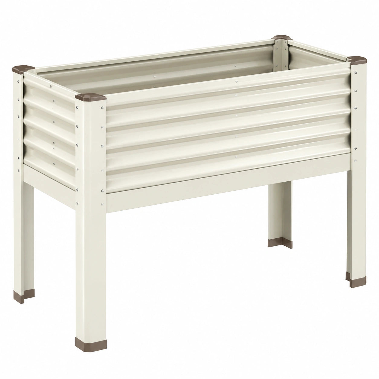 Jardinière surélevée 120 x 60 x 75 cm en acier crème pour jardin