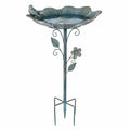 Bain d oiseaux sur pied Ø 43 cm en métal bleu style floral pour jardin