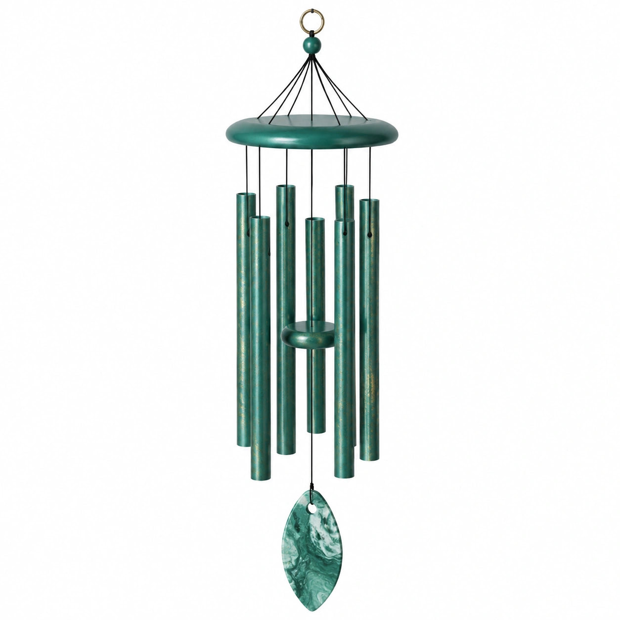 Carillon éolien 75 cm en métal vert pour jardin suspendu décoratif