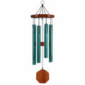 Carillon éolien 90 cm métal vert et bois décoratif à suspendre