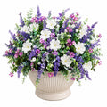 Plante fleurie artificielle en pot 50 cm fleurs blanches violettes roses décoration intérieure
