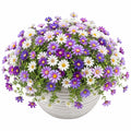 Plante artificielle en pot 45 cm marguerites violet blanc céramique décorative intérieure