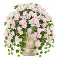 Plante artificielle en pot 60 cm fleurs rose pâle feuillage vert décoration intérieure