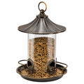 Mangeoire à oiseaux cylindrique Ø 24 cm métal brun transparent suspendue avec plateau