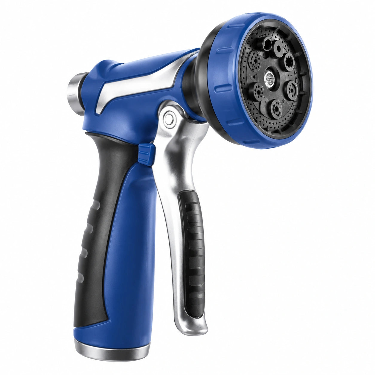 Pistolet d'arrosage compact 21 cm en plastique bleu noir et argenté à modes de jet réglables